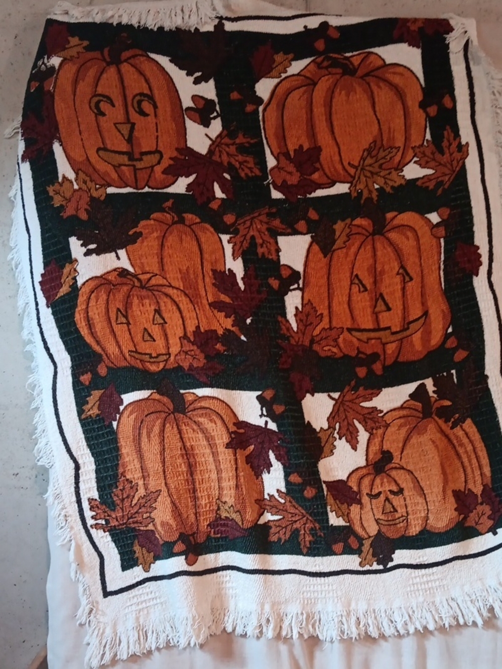 Vintage Cotton Pumpkin Throw. 52"L X 46"W